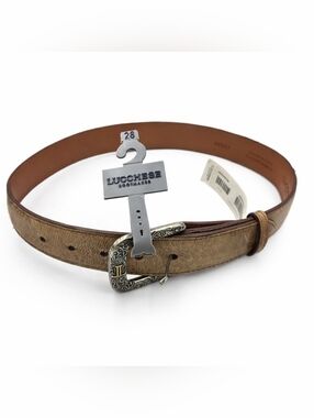 NWT Lucchese Bootmaker Men’s Tan Mad Dog Goat Leather Western Belt - Size 28